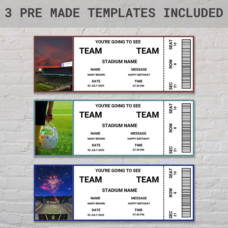 Football Ticket Gift Football Tickets Football Birthday Ticket