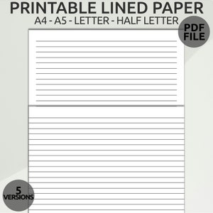 Pacchetto di carta a righe stampabile / Carta a righe stampabile / Carta per appunti stampabile / Carta a righe digitale / Carta scolastica / Carta per appunti stampabile
