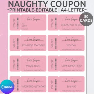 Customizable Love Coupon Book | Printable Coupon Book | Love Coupon | Anniversary Gift | Coupons for couples | Editable Love Coupon Book