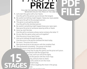 Pass the Prize Game | Printable Pass the Gift Games | Pass the Gift Poem | Easy Party Icebreaker Games | Conversation Starter For Adults Kid