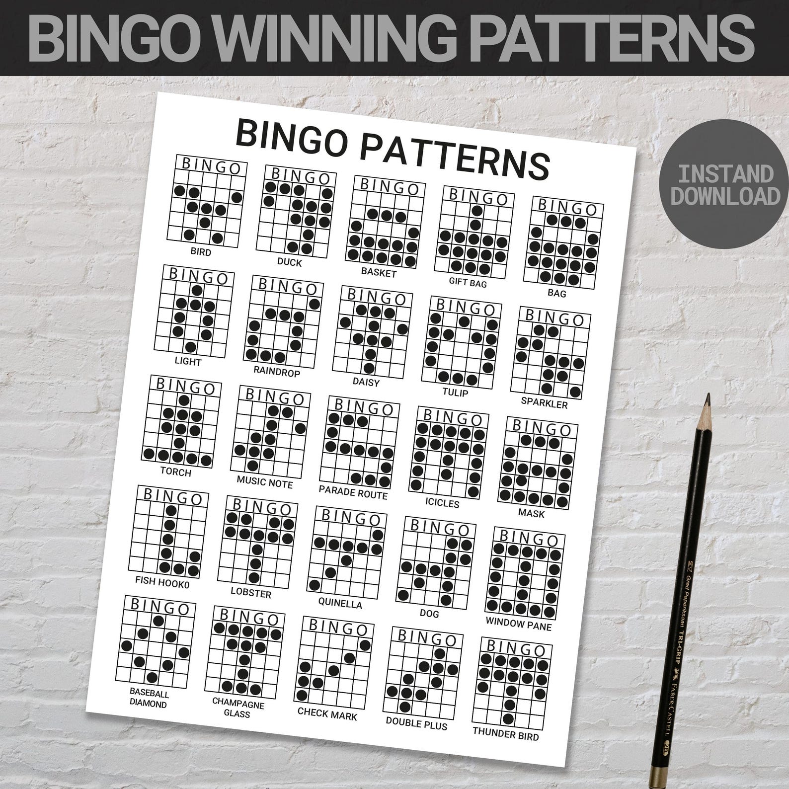 Editable 200 Bingo Patterns | Printable Fun Bingo Party Game | Editable ...