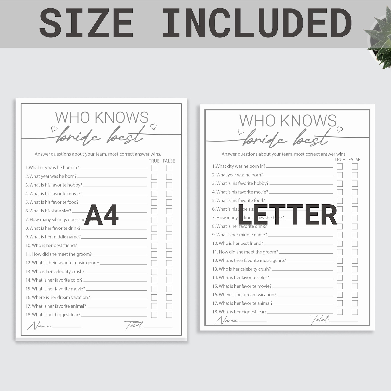 Who Knows the Bride Best Game | Printable Bridal Shower Games | How ...