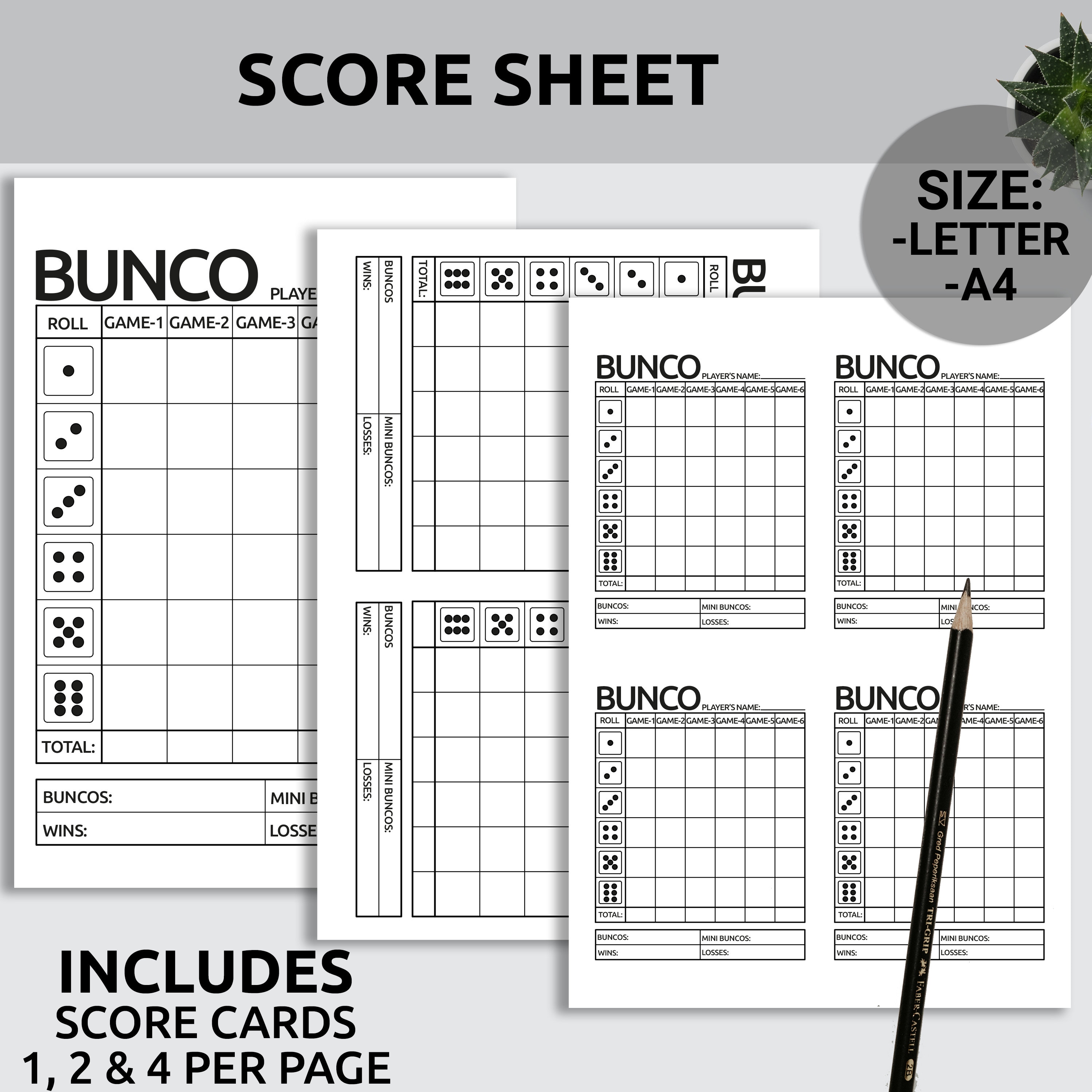 Printable Bunco Game Bundle Bunco Game Minimalist Bunco Printable Paper ...