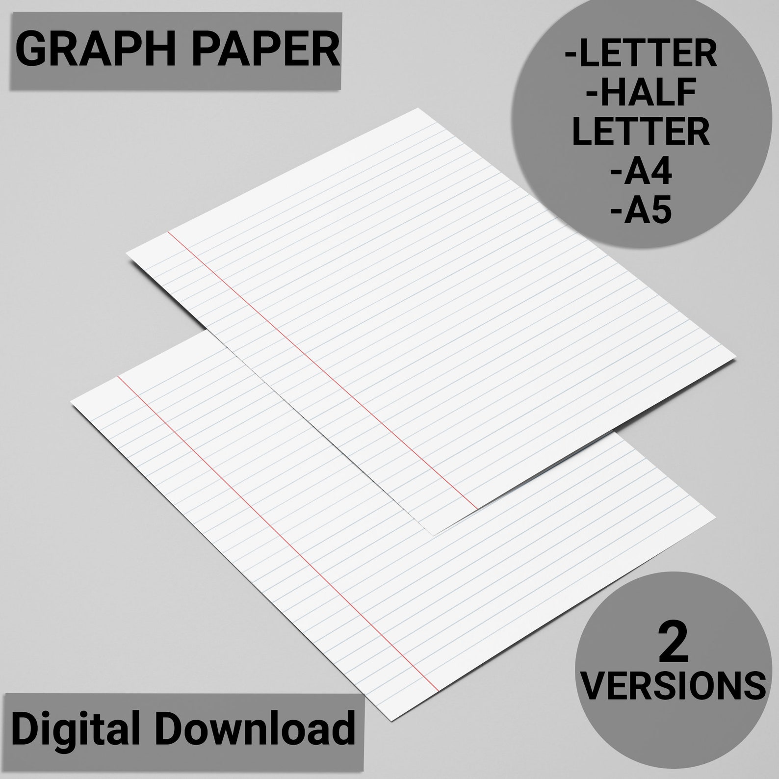 Printable Lined Paper | Ruled Notebook Paper | Lined Notebook | School ...