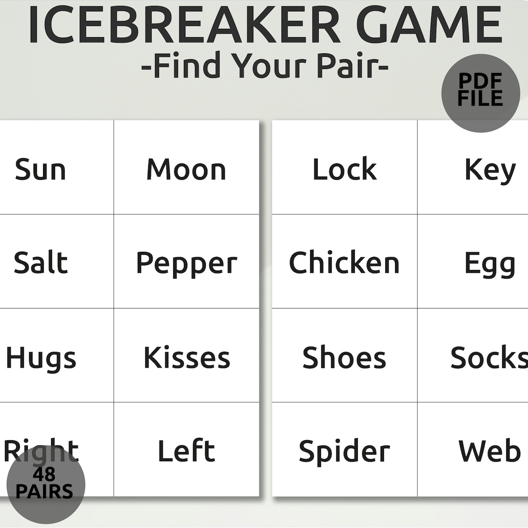 Find Your Pair Game Get to Know You Game Icebreaker Game Printable