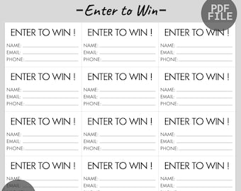 Printable Raffle Tickets | Enter To Win Tickets | Enter To Win Printable Ticket | Simple Raffle Ticket | Printable Minimalist Raffle Ticket