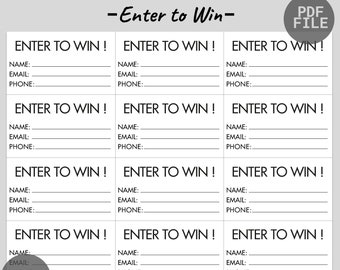 Printable Raffle Tickets | Enter To Win Tickets | Enter To Win Printable Ticket | Simple Raffle Ticket | Printable Minimalist Raffle Ticket