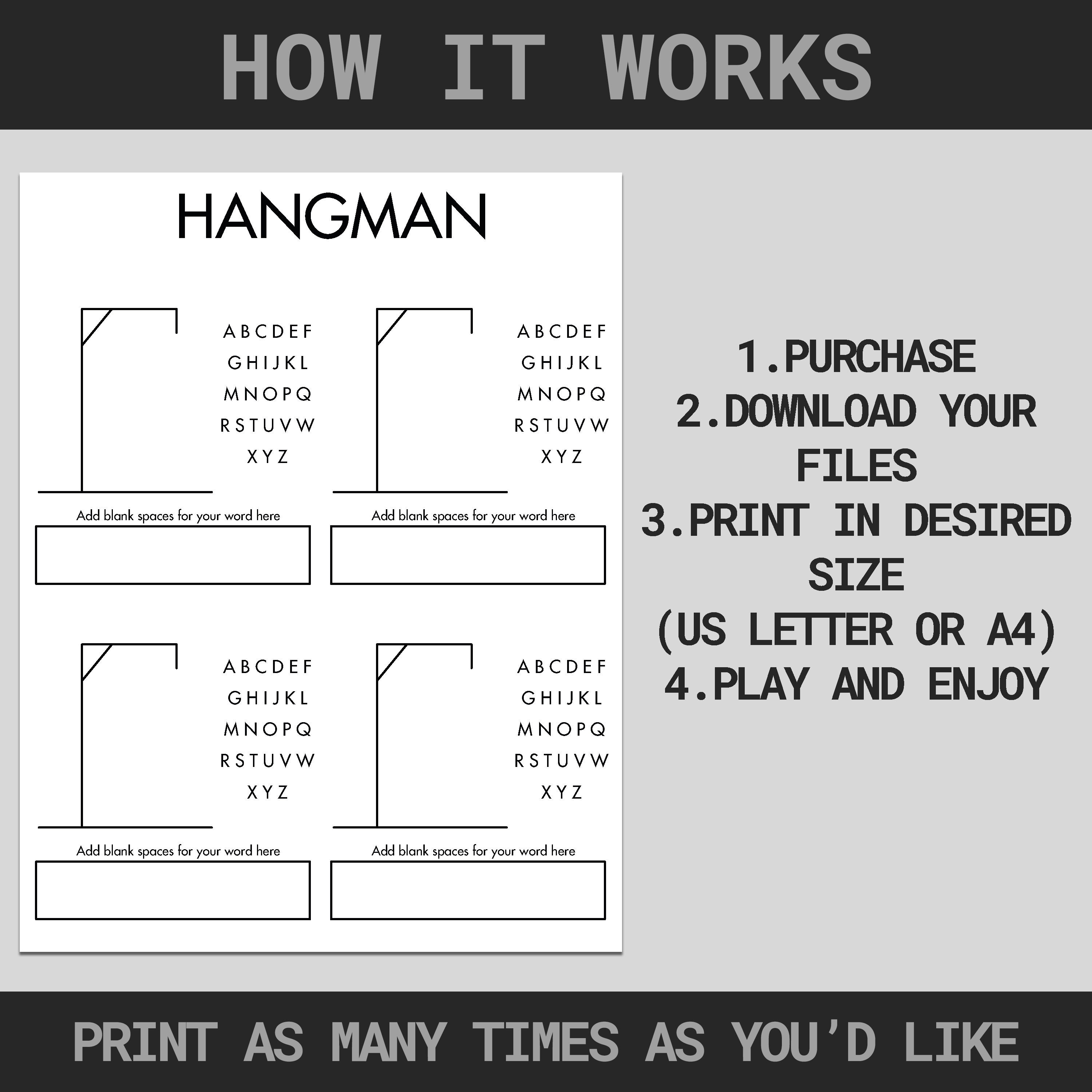 Hangman Printable Game Hangman Page Guess the Word Road Trip Games Road ...