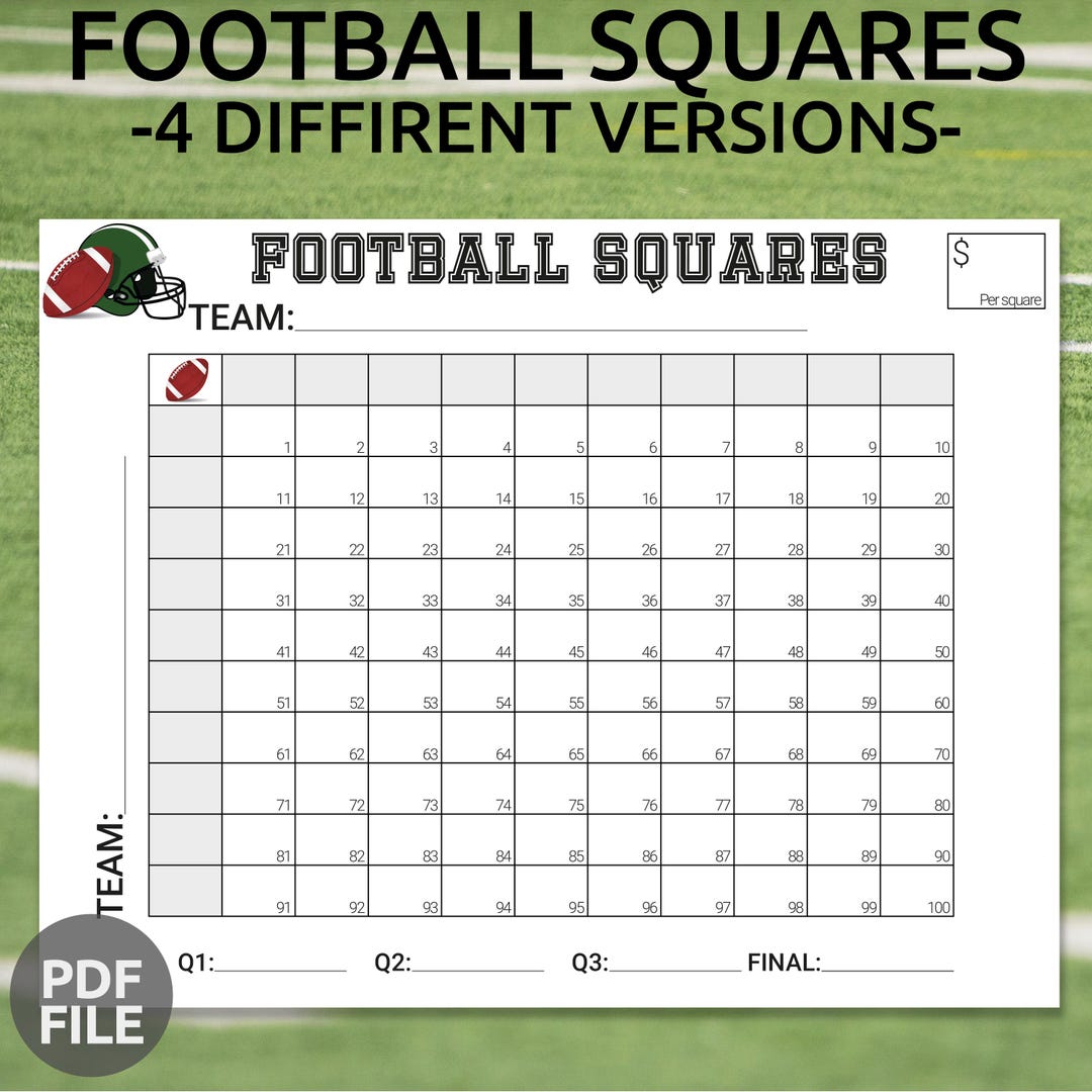 Printable Football Squares | Football Betting Game | Football Square ...