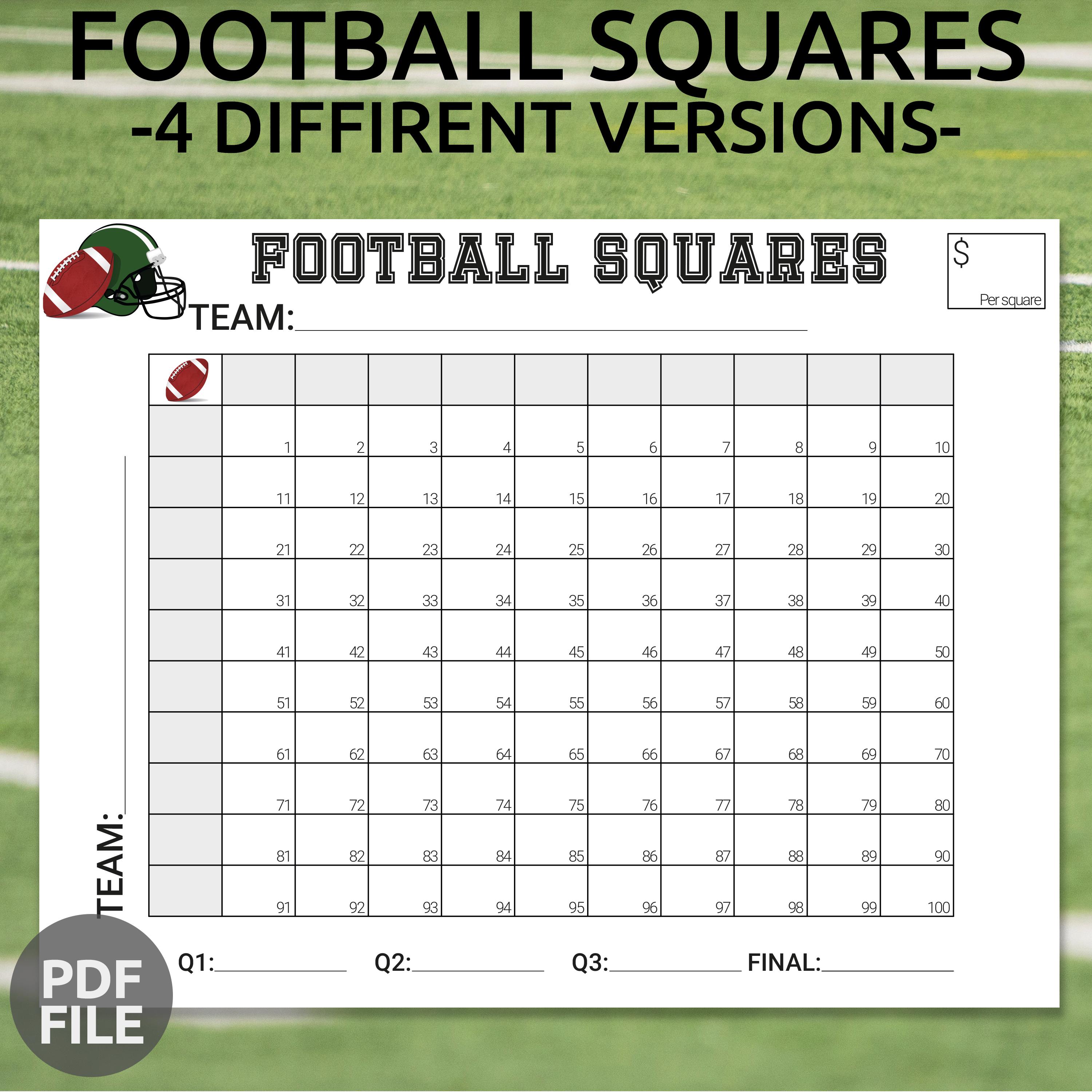 Printable Football Squares Football Betting Game Football Square