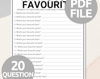 What’s Your Favorite Game | Printable Team Building Activity | Staff Meeting Games | Icebreaker Game | Conversation Starter For Adults Kids