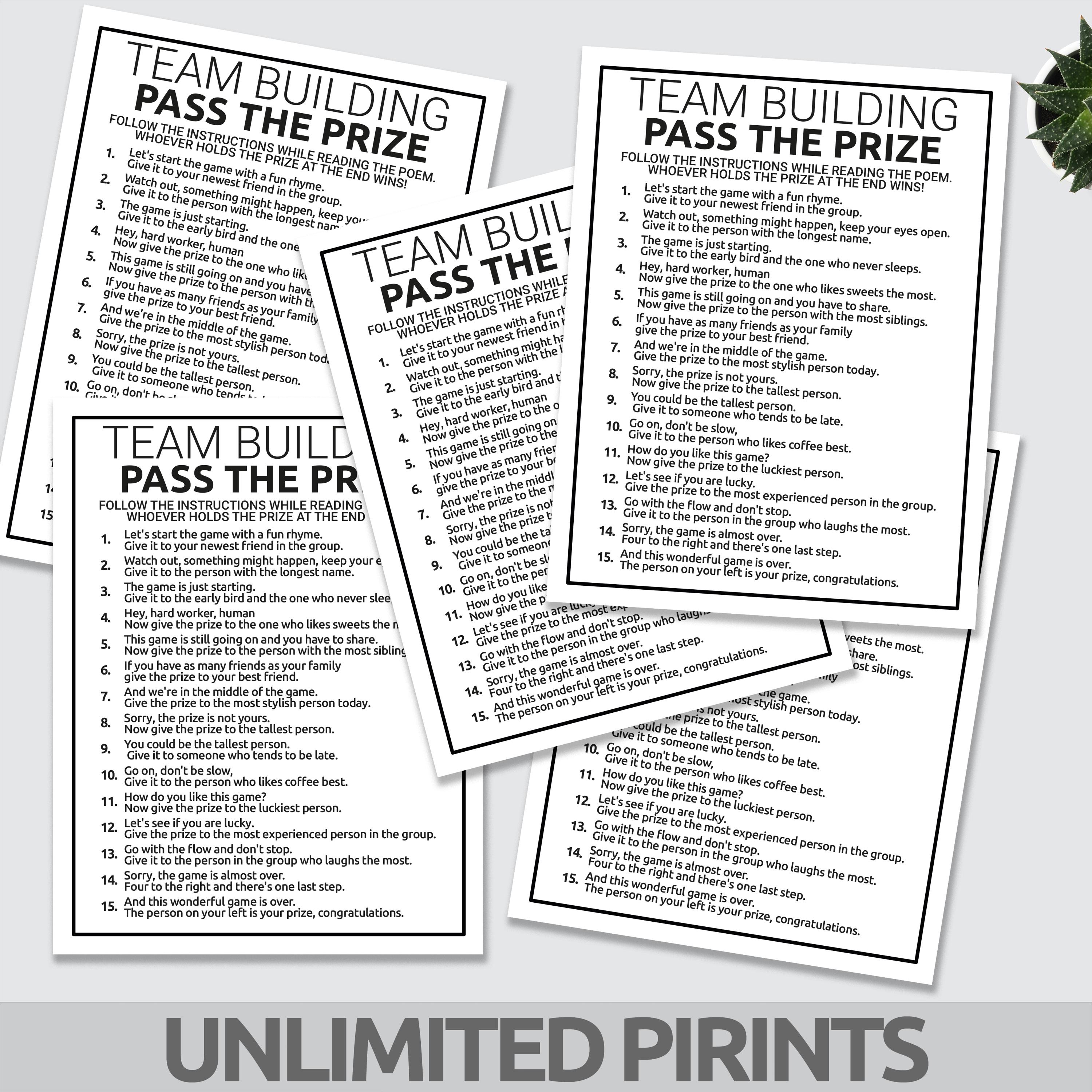 Team Building Games | Team Building Pass the Prize Game | Office Team ...