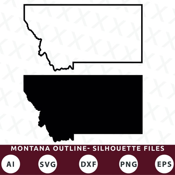 Montana Outline SVG Files | Montana Silhouette SVG Files | Montana Cut Files | United States of America Vector Files | Montana Map Clip Art