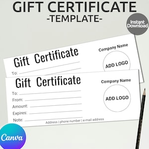 Gift Certificate Template | Editable Gift Voucher | Editable Gift Certificate | Printable Marketing Certificate | Modern Gift Certificate