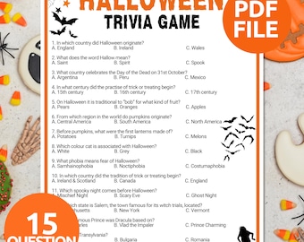 Halloween Trivia Game | Halloween Party Activity | Fun Halloween Party Games | Printable Halloween Trivia Quiz | Halloween Game Night Game