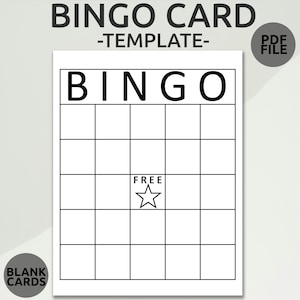 Blank Bingo Card Template | Fun Bingo Party Game | Printable Bingo Game | Prints 1, 2, 4, 6, and 9 Per Page | Plain Bingo Card | Party Game