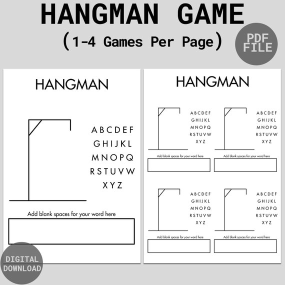 Hangman Printable Game | Hangman Page | Guess The Word | Road Trip Games | Road Trip Printables | Car Trip Games | Pen and Paper Games