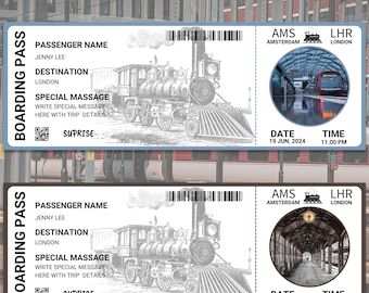 Train Ticket Template | Train Ticket | Editable Train Ticket Template | Boarding Pass Train Voucher | Train Ticket Printable Birthday Gift