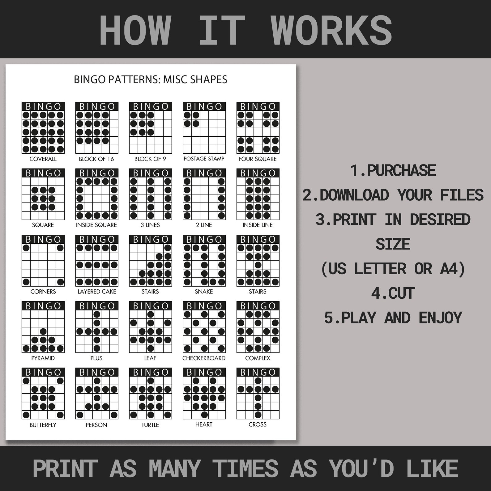 100 Bingo Patterns Printable Fun Bingo Party Game Bingo Winning 100 Bingo Patterns Printable Fun Bingo Party Game Bingo Winning