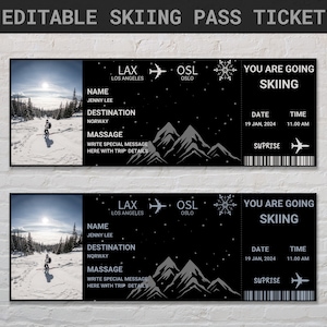 Editable Skiing Pass Ticket Template | Skiing Pass Ticket | Printable ...