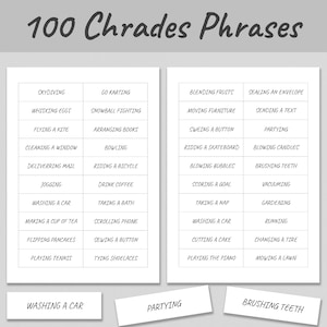 Printable Charades Game | Family Charades Game | Printable Charades for ...