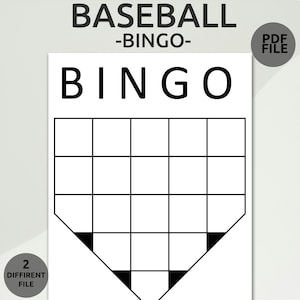 Modèle de carte de baseball BINGO | Bngo de baseball |  de Carte de bingo vierge | Jeu de bingo amusant | Jeu de bingo imprimable | Carte à thème Bingo