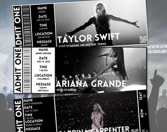Editable Concert Ticket Template | Custom Concert Ticket | Personalized Event Ticket | Custom Concert Ticket Invitation | Ticket Gift Idea