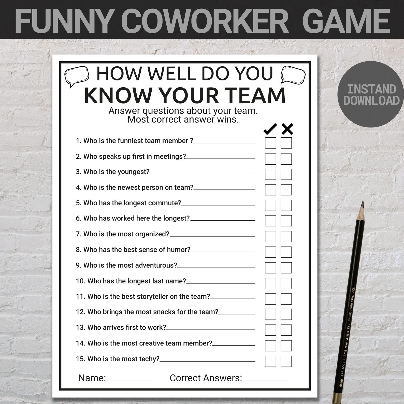 Editable Office Trivia Team Building Games | Custom Team Building Games ...