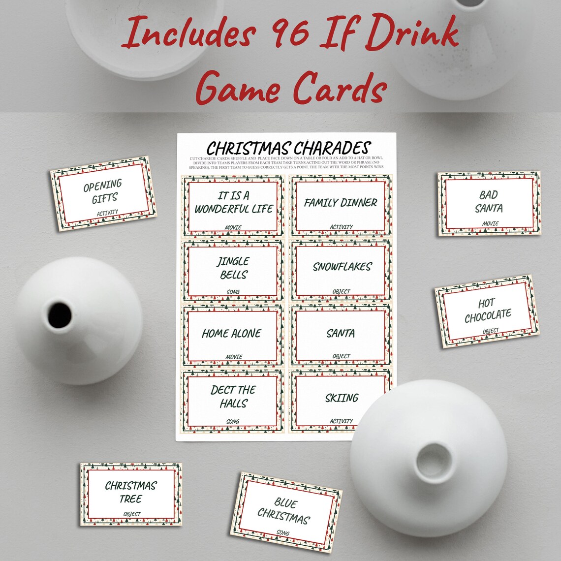 Christmas Party Games Christmas Charades Christmas Etsy