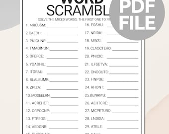 Word Scramble Game | Printable Word Puzzle | Fun Word Scramble Activity | Team Building Party Game | Icebreaker Game for Kids and Adults