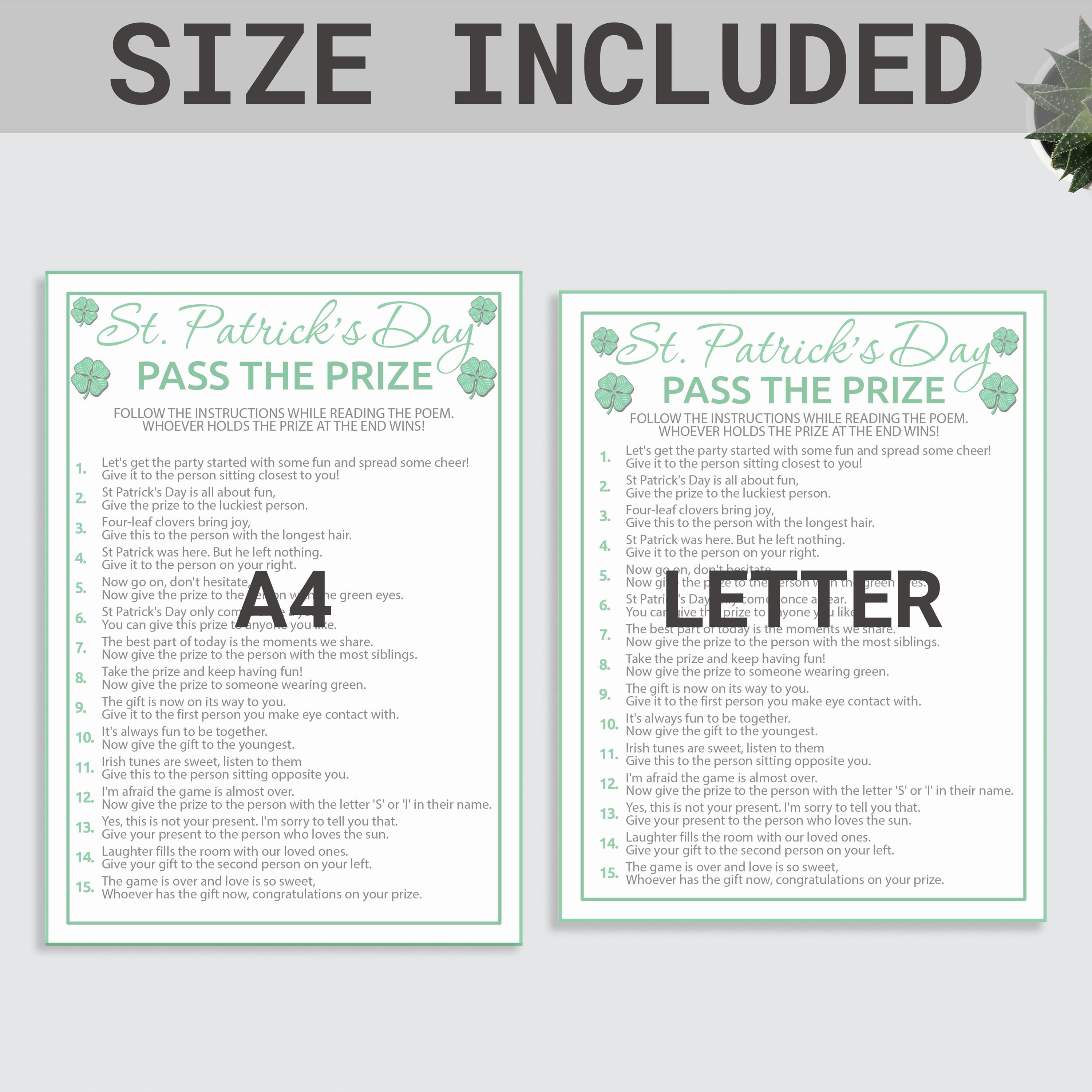 St. Patrick's Pass the Prize Game | St. Patrick Day Games | Printable ...
