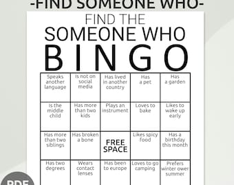 Conheça você Bingo | Bingo quebra-gelo Encontre alguém que | Encontre o convidado Bingo | Bingo quebra-gelo | Atividade quebra-gelo | Jogo de bingo humano