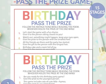 Birthday Pass the Prize Game | Pass the Parcel Party Game | Birthday Pass the Gift Game | Birthday Party Game | Pass the Prize Poem Game