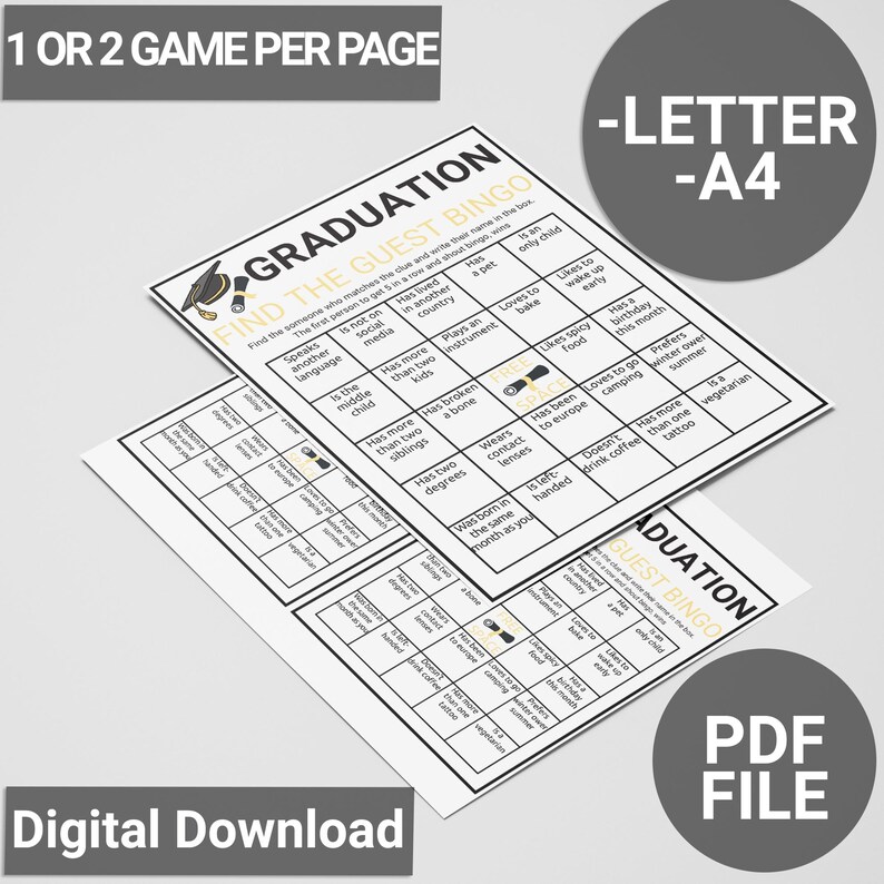 Graduate Mix and Mingle Bingo | Graduation Find the Guest Bingo ...
