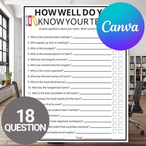 Editable Office Trivia Team Building Games | Custom Team Building Games | Printable Office Party Games | How Well Do You Know Your Team Game