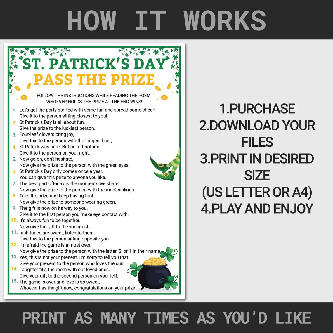 St. Patrick's Pass the Prize Game | St. Patrick Day Games | Printable ...