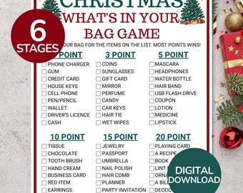 Christmas What's In Your Bag Game | What's In Your Purse | Printable Christmas Party Game | Christmas Group Office Activity | Holiday Games