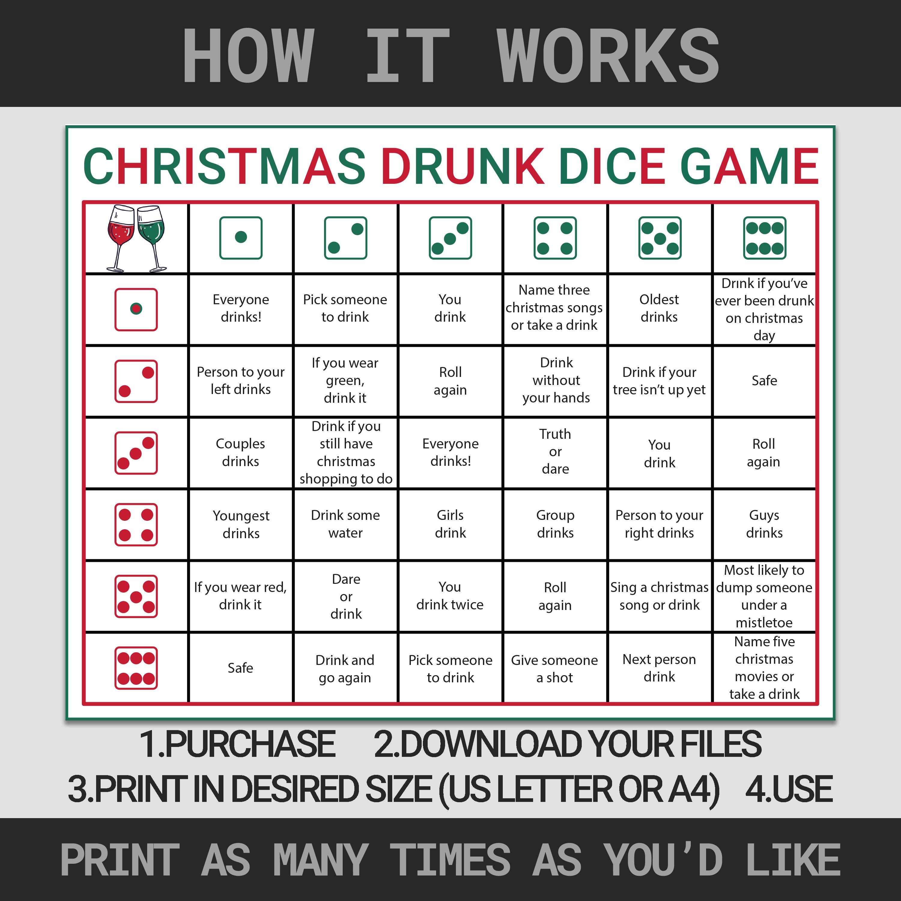 Drunk Dice Christmas Drinking Game Christmas Party Game Christmas — free download