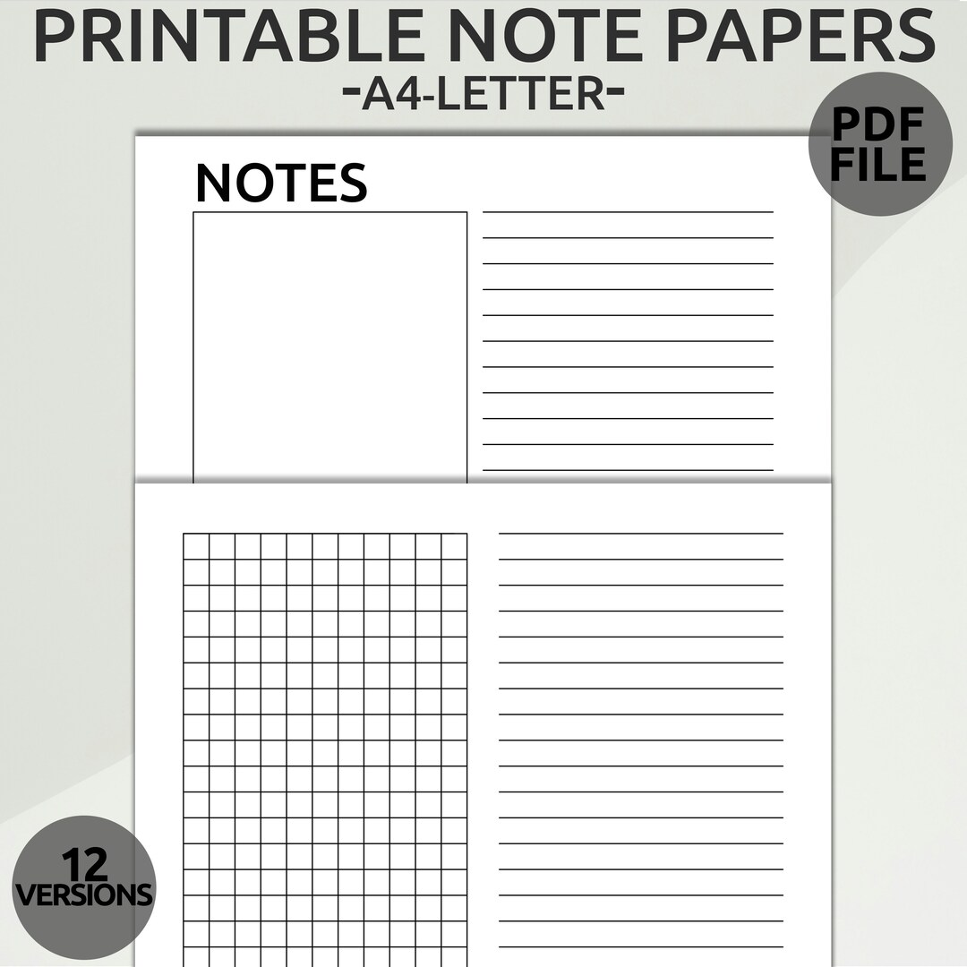 Printable Notes Page | Notes Template | Note Taking | Writing Paper ...