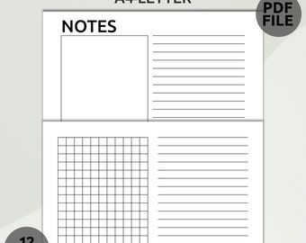 Printable Notes Page | Notes Template | Note Taking | Writing Paper | Lined Notes Template | Student Notes Page | Notebook Journal Sheets