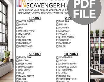 Office Scavenger Hunt Game | Printable Office Party Game | Coworker Scavenger Hunt | Team Building Activity | Fun Workplace Icebreaker Game