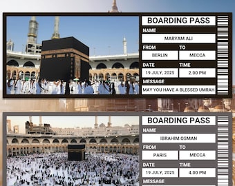 Hajj Boarding Pass | Editable Umrah Mubarak Boarding Pass | Editable Umrah Mubarak Boarding Pass | Makkah Umrah Gift | Islamic Travel Ticket