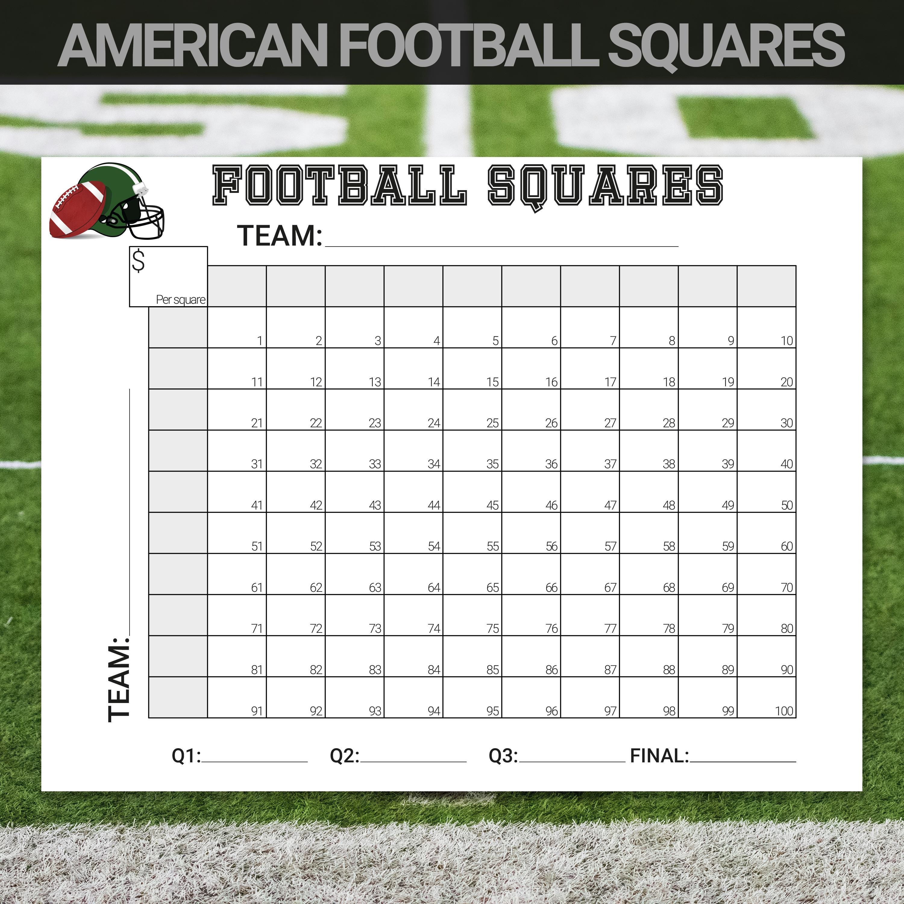 Printable Football Squares | Football Betting Game | Football Square ...