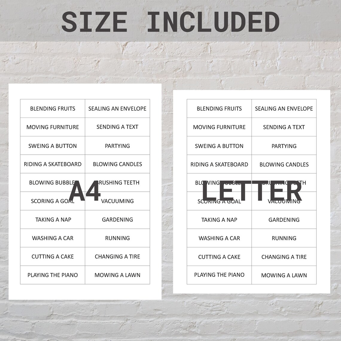 Printable Charades Game Family Charades Game Printable Charades for