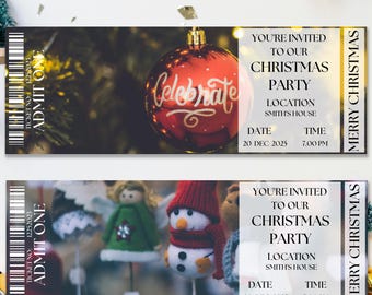Christmas Party Ticket |  Christmas Event Ticket | Christmas Party Ticket Template | Christmas Dinner Ticket | Winter Holiday Party Invite