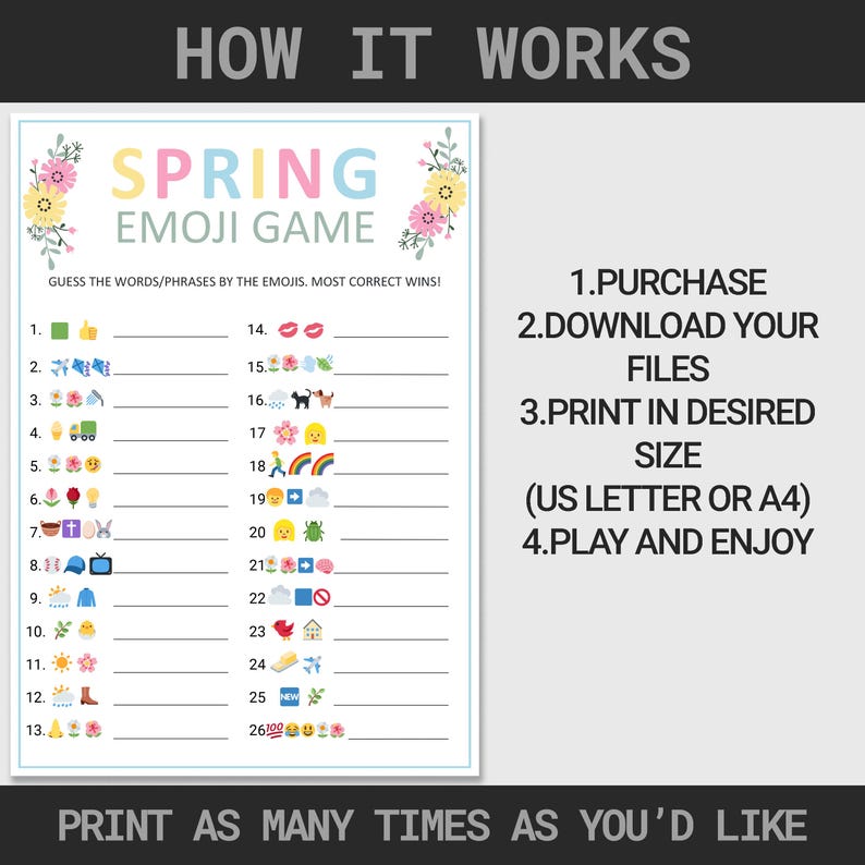 Spring Emoji Game | Spring Emoji Pictionary Game | Spring Activity ...