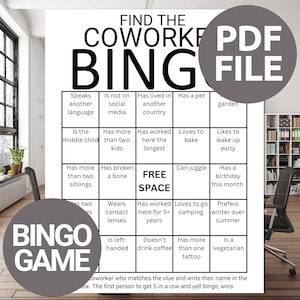 Coworker Bingo | Find Someone Who Bingo Game | Team Building Activity | Work Office Party Games | Bingo Game for Coworkers | Icebreaker Game
