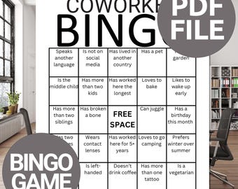 Mitarbeiter Bingo | Finde jemanden, der Bingo Spiel | Teambildungs-Aktivität | Arbeit Büro Party Spiele | Bingo Spiel für Kollegen | Eisbrecher Spiel