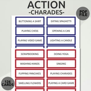 Printable Charades Game | Family Charades Game | Printable Charades For Kids and Adults | Family Game Night | Group Acting Game | Group Game