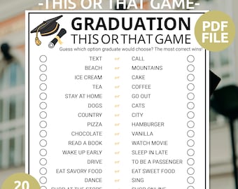 Graduation This or That Group Games | Would the Graduate Rather Game | Printable Graduation Party Games | Graduate Quiz | Graduation Game